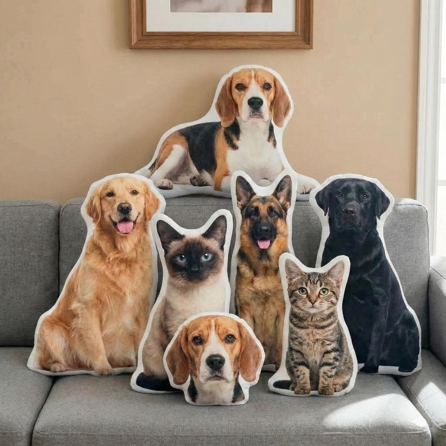 Custom Pet Pillow, Personalized Dog Cat Photo Cushion, Pet Memorial Gift