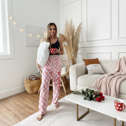 Custom Checker Pajama Pants: Personalized Name, valentine gift
