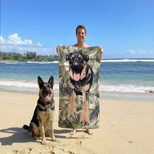Custom Pet Portrait Beach Towel: Personalized Dog/Cat Photo Gift