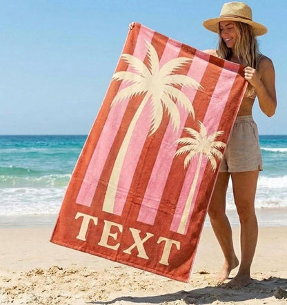 Personalized Retro Beach Towel: Custom Name, Vibrant Colors
