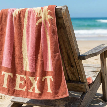 Personalized Retro Beach Towel: Custom Name, Vibrant Colors