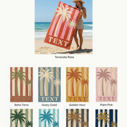 Personalized Retro Beach Towel: Custom Name, Vibrant Colors