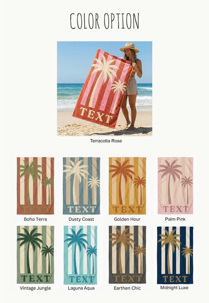 Personalized Retro Beach Towel: Custom Name, Vibrant Colors