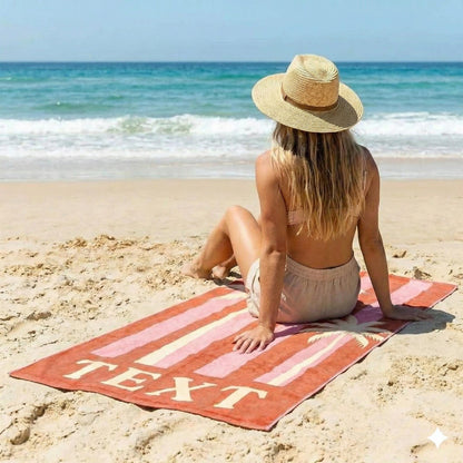 Personalized Retro Beach Towel: Custom Name, Vibrant Colors