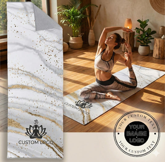 Personalized Yoga Mat Towel: Paisley Bandana Print, Custom Name