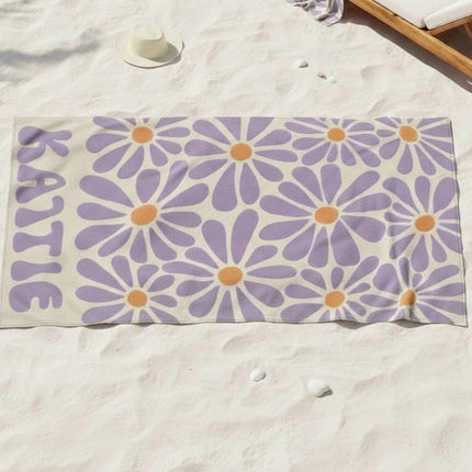 Personalized Daisy Beach Towel: 70s Boho Custom Name Gift