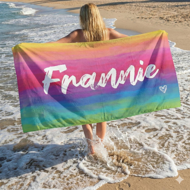 Personalized Tie Dye Beach Towel: Custom Name Pool Towel