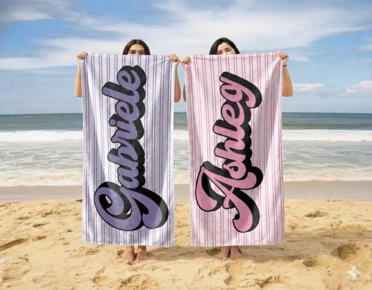 RETRO Multi Style personalized gifts, Beach Towel With Name, Birthday Vacation Gift, girl gift