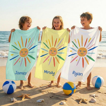 Personalized Hello Sunshine Beach Towel: Custom Name, Vibrant Colors