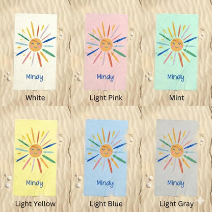 Personalized Hello Sunshine Beach Towel: Custom Name, Vibrant Colors