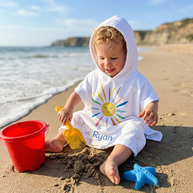 Personalized Hello Sunshine Beach Towel: Custom Name, Vibrant Colors