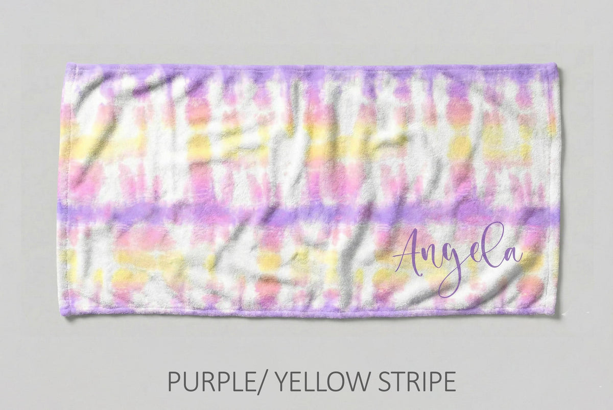 Personalized Tie Dye Beach Towel: Custom Name Pool Towel