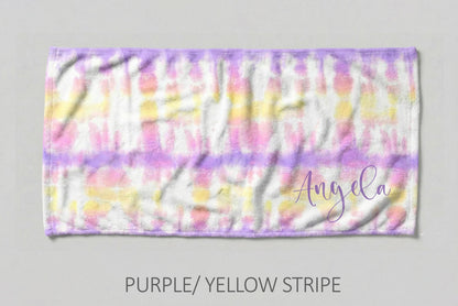 Personalized Tie Dye Beach Towel: Custom Name Pool Towel