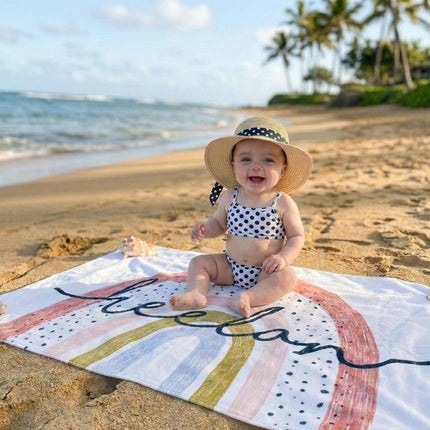 Personalized Rainbow Beach Towel | Custom Name Embroidered Cotton