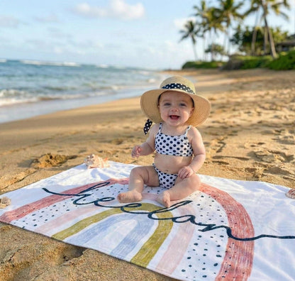 Personalized Rainbow Beach Towel | Custom Name Embroidered Cotton