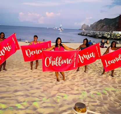 Personalized Script Name Beach Towel: Custom Vacation Gift