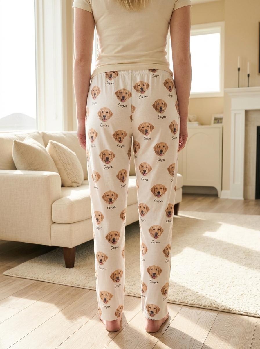 Personalized Pet Photo Pajama, Custom Dog & Cat Portrait PJs, Family Matching Loungewear