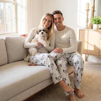 Personalized Pet Photo Pajama, Custom Dog & Cat Portrait PJs, Family Matching Loungewear