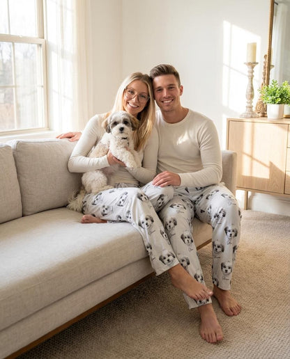 Personalized Pet Photo Pajama, Custom Dog & Cat Portrait PJs, Family Matching Loungewear