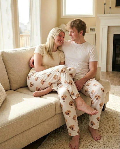Personalized Pet Photo Pajama, Custom Dog & Cat Portrait PJs, Family Matching Loungewear