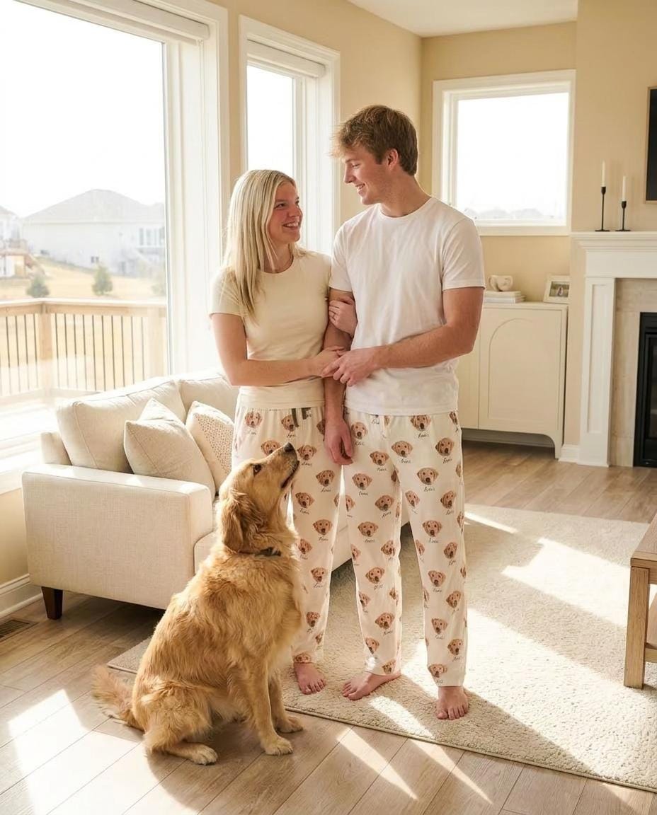 Personalized Pet Photo Pajama, Custom Dog & Cat Portrait PJs, Family Matching Loungewear