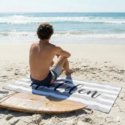 Personalized Stripe Beach Towel: Custom Name Bath & Pool Towel
