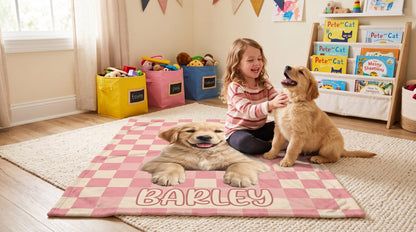 Custom Pet Photo Blanket: Checkerboard Dog or Cat Blanket