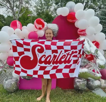 Personalized Vans CHECKER Pattern in Retro style Beach towel with Name, Custom beach towel gift, Birthday Anniversary Gift