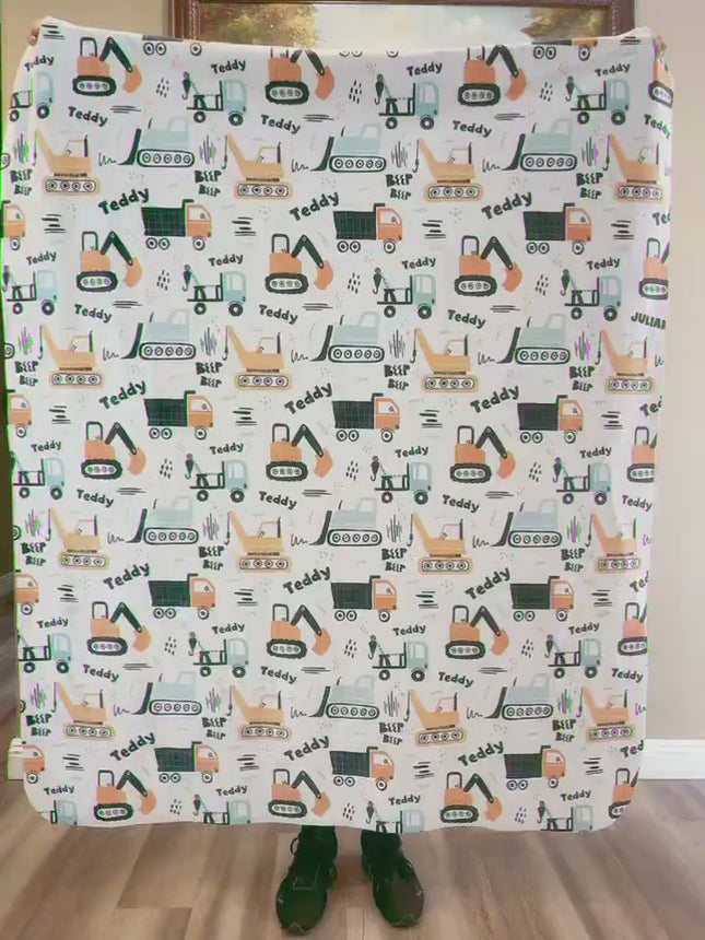 Personalized Dinosaur Blanket: Plush Minky or Sherpa Kids Name Blanket