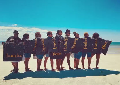 Sparkling Gold Name Personalized Beach Towel Personalized Name Bath Towel Custom Pool Towel Beach Towel With Name Birthday Vacation Gift