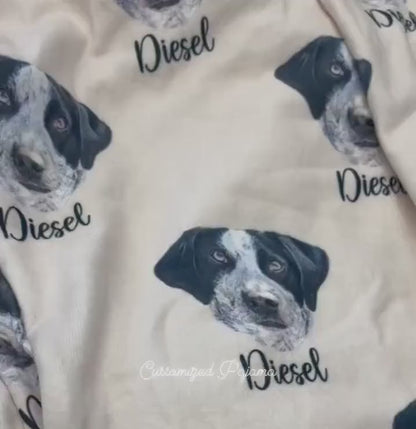 Personalized Pet Photo Pajama, Custom Dog & Cat Portrait PJs, Family Matching Loungewear