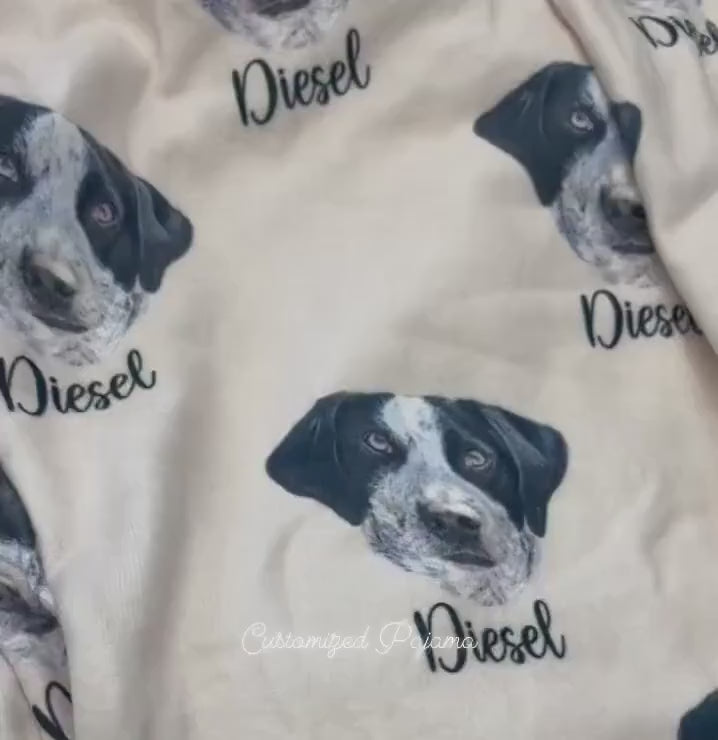 Personalized Pet Photo Pajama, Custom Dog & Cat Portrait PJs, Family Matching Loungewear