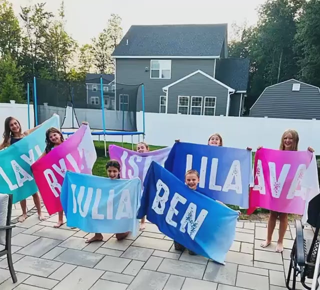 Solid Bold Font Style Personalized Beach Towel Personalized Name Bath Towel Custom Pool Towel Beach Towel With Name Outside Birthday Gift