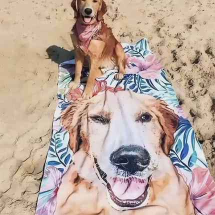 Custom Pet Portrait Beach Towel: Personalized Dog Photo Gift
