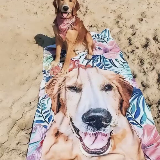 Custom Pet Portrait Beach Towel: Personalized Dog Photo Gift