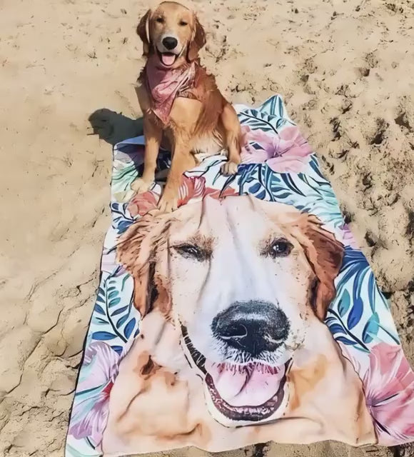 Custom Pet Portrait Beach Towel: Personalized Dog Photo Gift