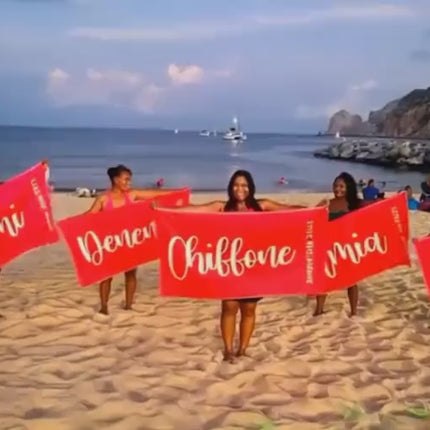 Personalized Script Name Beach Towel: Custom Vacation Gift