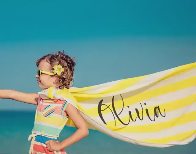 Personalized Stripe Beach Towel: Custom Name Bath & Pool Towel