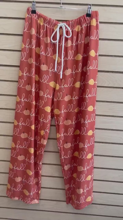 Boho Autumn, Fall Pumpkin  Pajama pants winter Pajama Pants