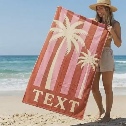 Personalized Retro Beach Towel: Custom Name, Vibrant Colors