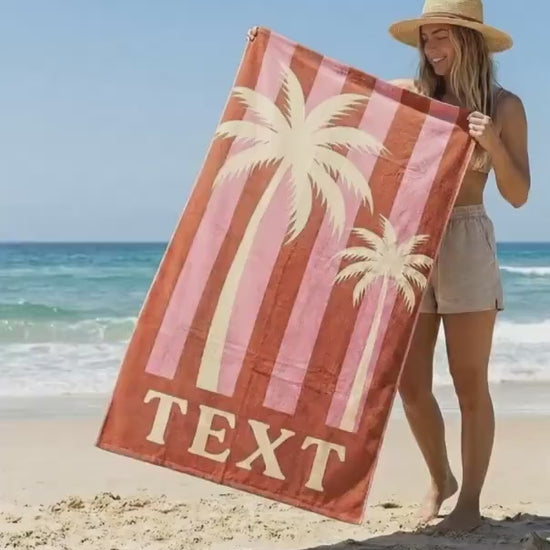 Personalized Retro Beach Towel: Custom Name, Vibrant Colors