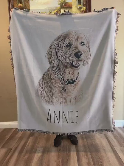 Custom Pet Tapestry wall art Woven Cotton Throw Blanket Using Pet Photo + Name Custom Dog Blanket Personalized