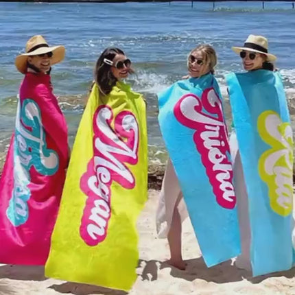 Retro Personalized Beach Towel: Custom Name Vacation Gift