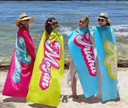 Retro Personalized Beach Towel: Custom Name Vacation Gift