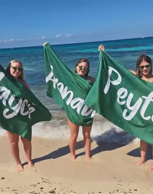 Personalized Beach Towel: Bold Font Custom Name, Vacation Gift