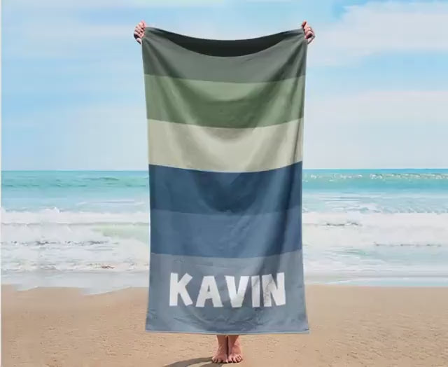 RETRO Stripe Style Personalized Beach Towel Name Bath Towel Custom Pool Towel Beach Towel With Name Outside Birthday Vacation Gift