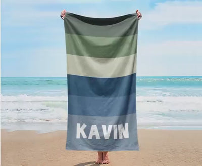 RETRO Stripe Style Personalized Beach Towel Name Bath Towel Custom Pool Towel Beach Towel With Name Outside Birthday Vacation Gift