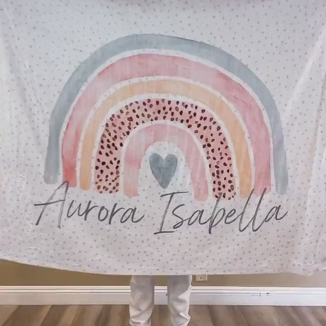 Watercolor Rainbow Blanket: Personalized Minky or Sherpa Baby Blanket
