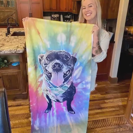 Custom Pet Portrait Beach Towel: Personalized Dog Photo Gift