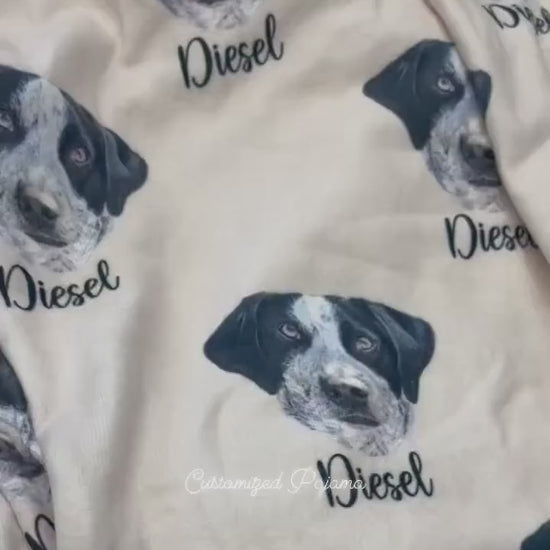 Personalized Pet Photo Pajama, Custom Dog & Cat Portrait PJs, Family Matching Loungewear